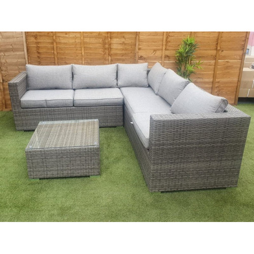 Luxury Rattan Corner Sofa Set in Grey
