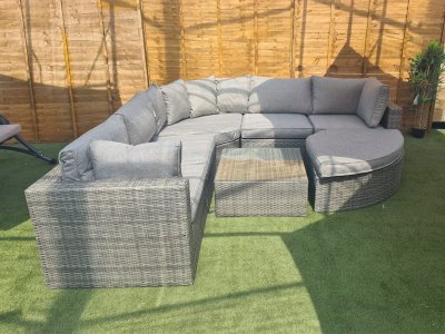 Lisbon Rattan Corner Lounge Set in Grey