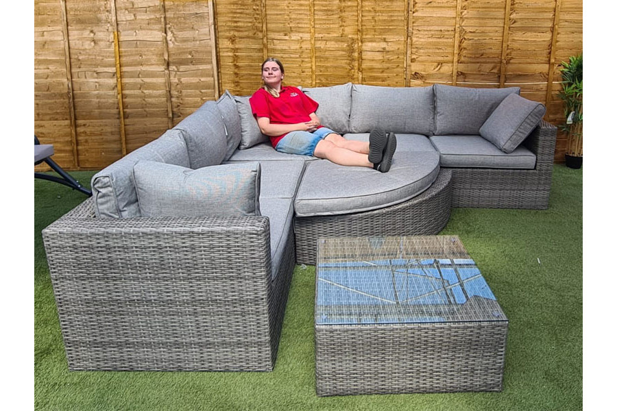 Lisbon Rattan Corner Lounge Set in Grey