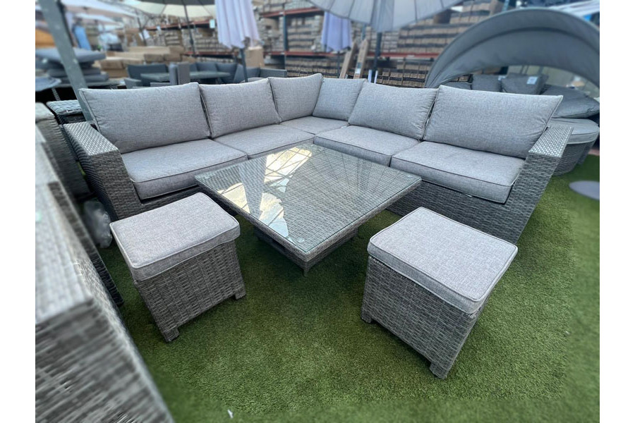 Lisbon Rattan Corner Sofa Set Height Adjustable Table