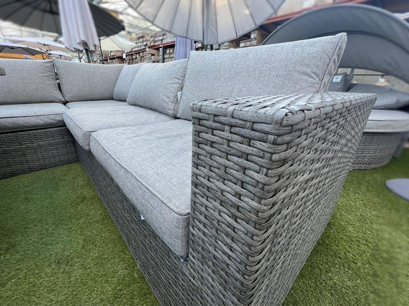 grey rattan height adjustable table