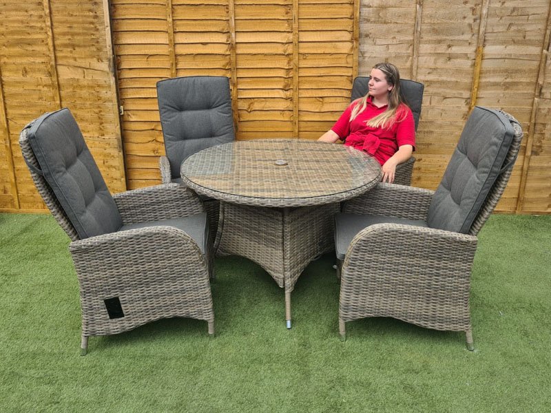 Hadleigh 4 seater garden dining furniture set in grey by outlet hectare