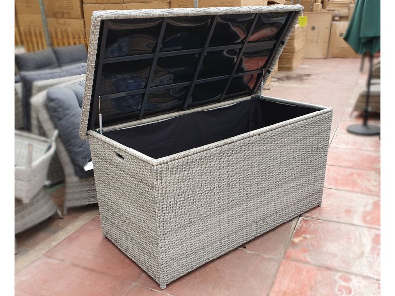 Arbory Cushion Storage Box in Silver Grey Rattan