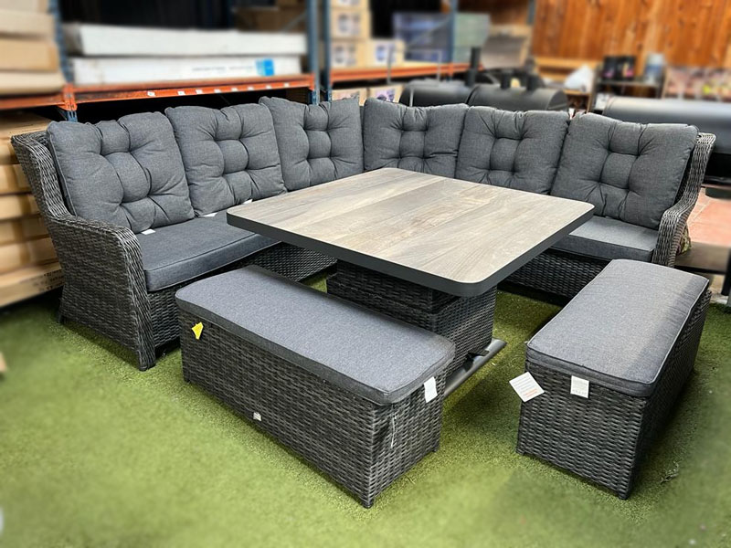 Larne Stone Grey Rattan Corner Sofa Set Sapcote Garden Centre