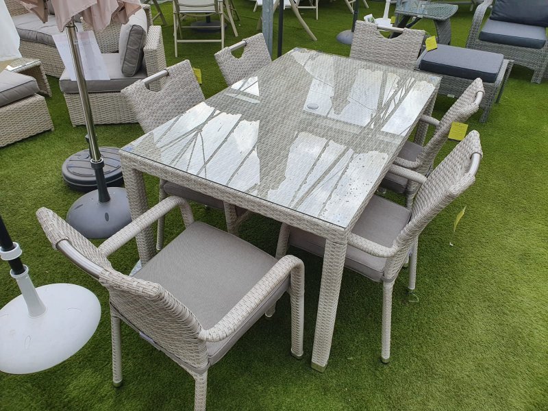 6 Seater Tulip Rectangular Rattan Dining Set In Latte Garden Centre Ping - Rattan Garden Furniture In Stock Now Uk 6 Seater Tulip Rectangular Rattan Dining Set In Latte Garden Centre Ping - Rattan Garden Furniture In Stock Now Uk