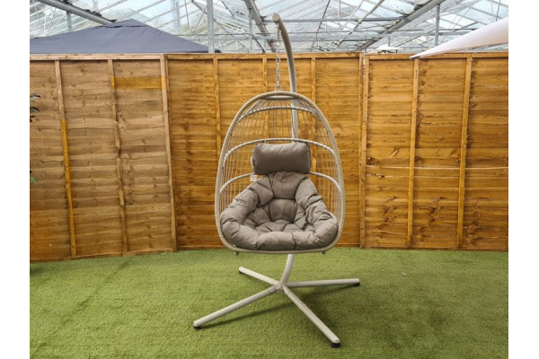 Rattan-effect Hanging & Foldable Garden Egg Cocoon Chair (Latte)