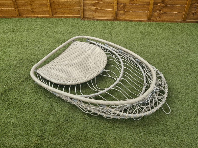 Tulip Cocoon Hanging Rattan Chair in Cream Sapcote Garden Centre