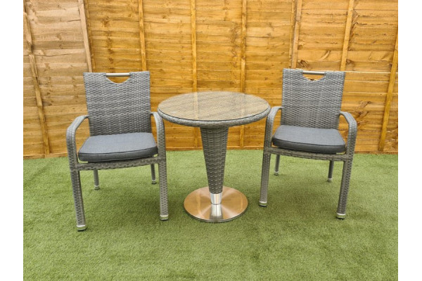 Sharnford Stacking Rattan Bistro Set in Grey