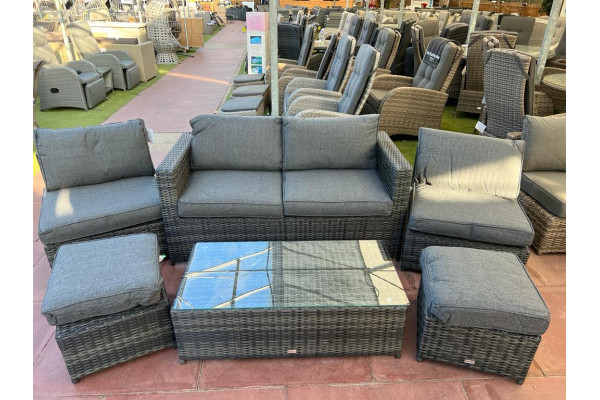 Sapcote 6pc Hideaway Lounge Set in Dark Grey Rattan 