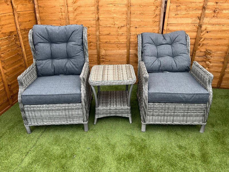 Grey rattan reclining garden chairs new arrivals