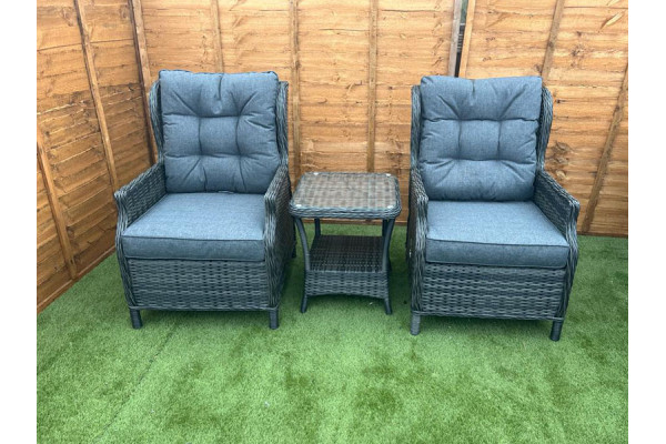 Sapcote Deluxe Reclining Set in Dark Grey Rattan