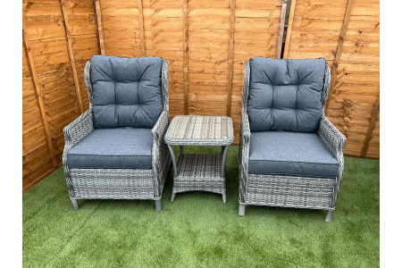 Sapcote Deluxe Reclining Set in Grey Rattan