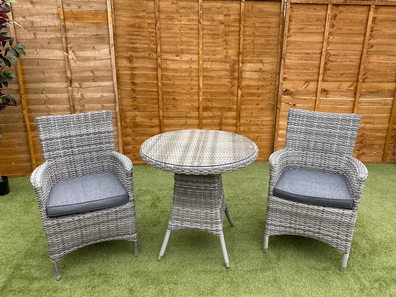 Sapcote Bistro Set in Silver Grey Rattan