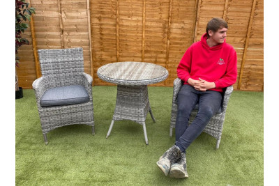 Sapcote Bistro Set in Grey Rattan