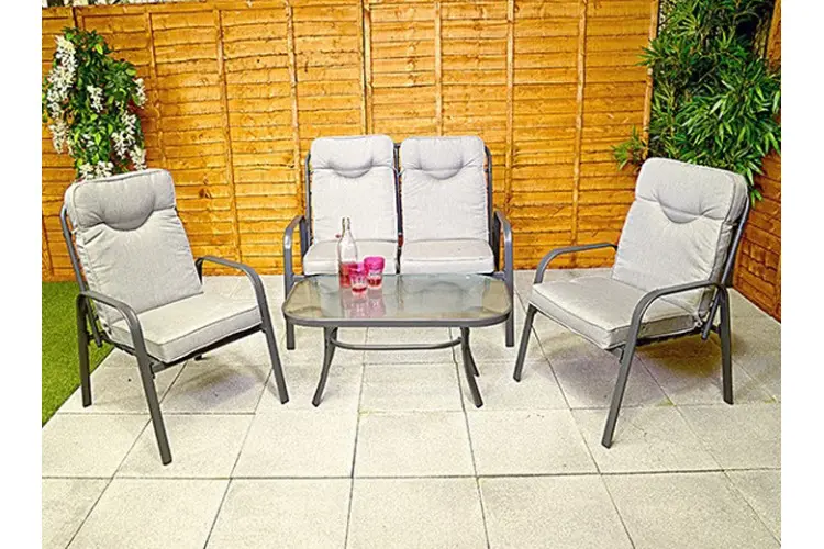Padded Steel 4 Piece Garden Furniture Set