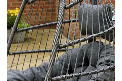 Rattan-effect Hanging & Foldable Garden Egg Cocoon Chair (Grey)