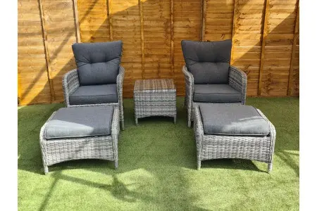 Sapcote Reclining Set in Grey Rattan