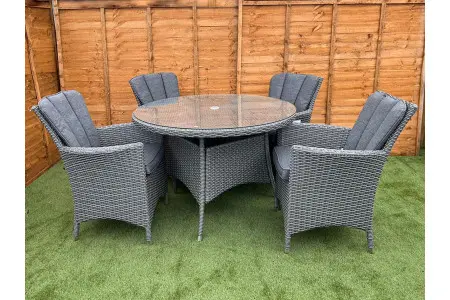 Kenilworth 4 Seater Dining Set in Grey Rattan