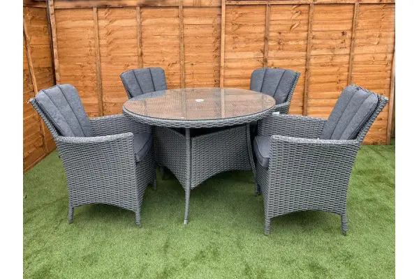 Kenilworth 4 Seater Dining Set in Grey Rattan