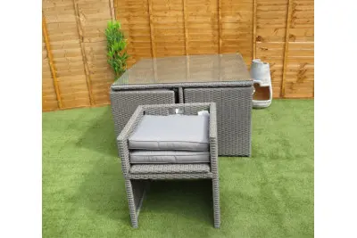 Tuscany Deluxe Cube Set in Grey Rattan