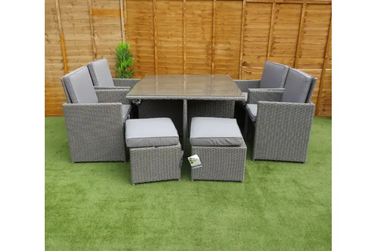 Tuscany Deluxe Cube Set in Grey Rattan
