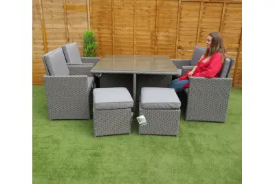 Tuscany Deluxe Cube Set in Grey Rattan
