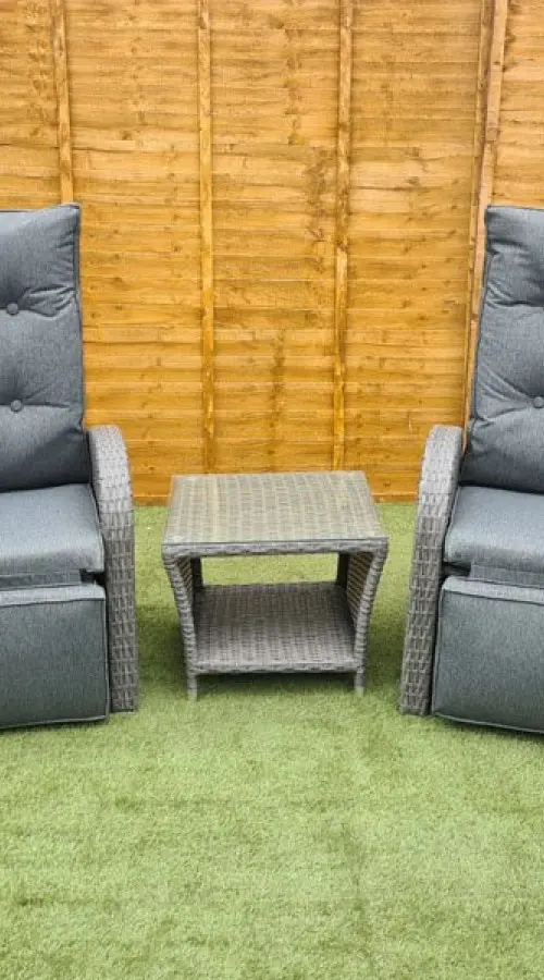 Customer Reviews for Burton Reclining Rattan Bistro Set + Built in Footrests