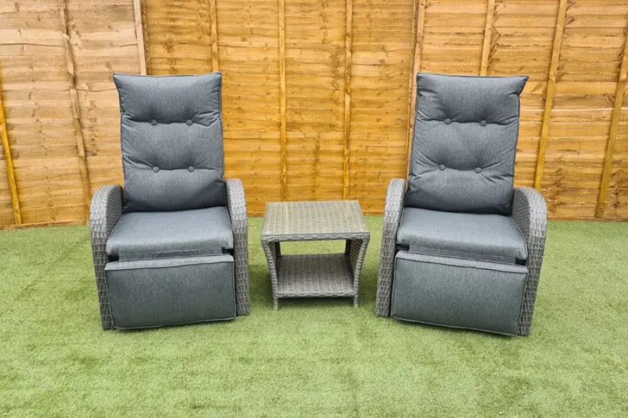 Customer Reviews for Burton Reclining Rattan Bistro Set + Built in Footrests