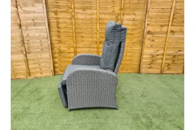 Burton Reclining Rattan Bistro Set + Built in Footrests