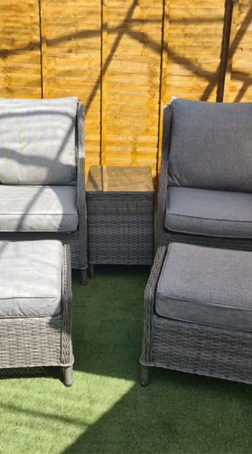 Customer Reviews for Grey Rattan Bistro Set with Ottomans