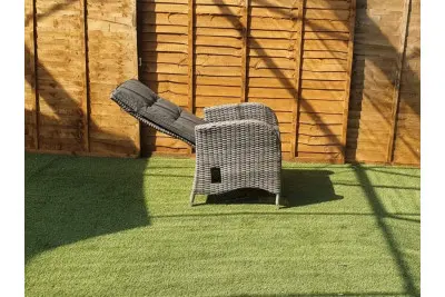 Burbage 6 Seater Round Reclining Dining Set in Cappuccino Rattan