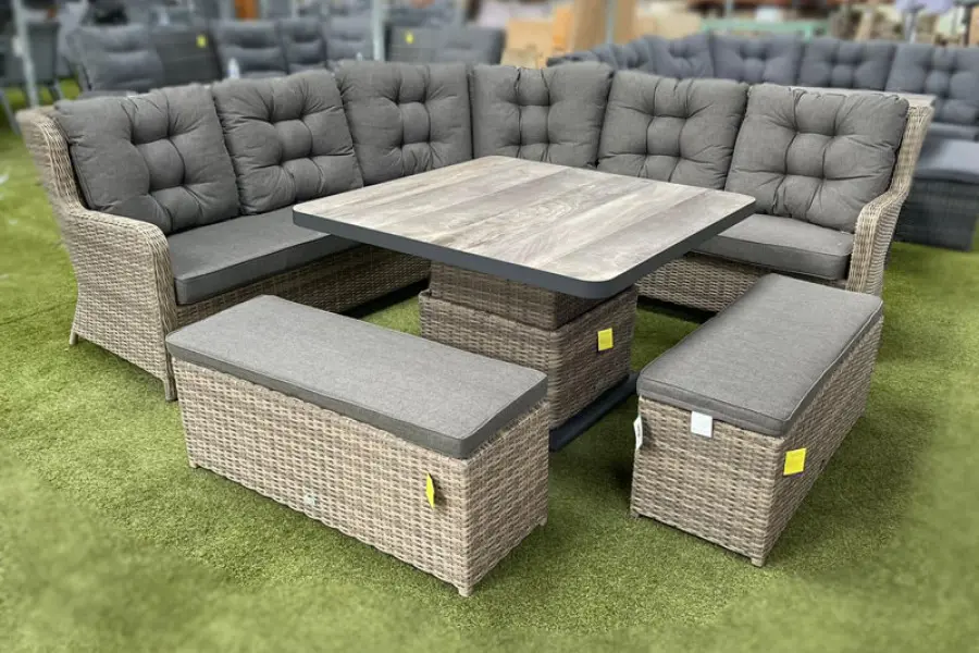 Customer Reviews for Burbage Large Rattan Corner Lounge Set with Height Adjustable Table in Cappuccino