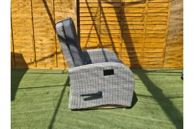 Burbage Rocking & Reclining Rattan Bistro Set Silver Grey Rattan