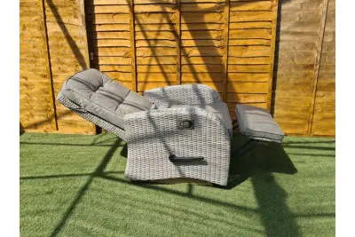 Burbage Reclining Rattan Sofa Set + Adjustable Table in Latte
