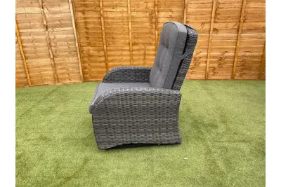 Burbage Reclining Rattan Sofa Set + Adjustable Table in Stone Grey