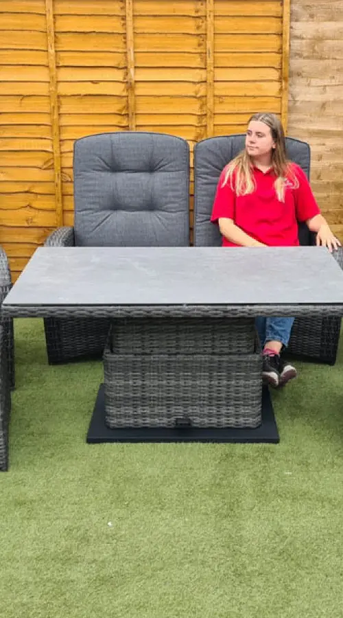 #AskGCS for Burbage Reclining Rattan Sofa Set + Adjustable Table in Stone Grey