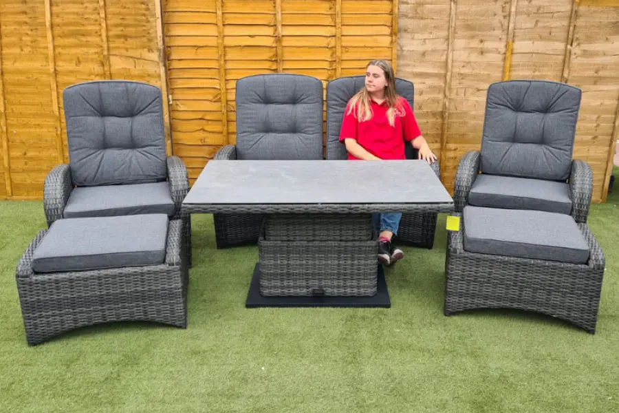 #AskGCS for Burbage Reclining Rattan Sofa Set + Adjustable Table in Stone Grey