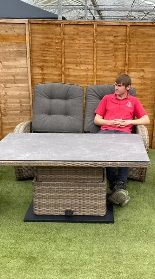 #AskGCS for Burbage Reclining Rattan Sofa Set + Adjustable Table in Cappuccino