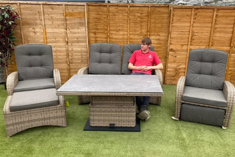 #AskGCS for Burbage Reclining Rattan Sofa Set + Adjustable Table in Cappuccino