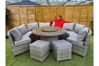 Deluxe Barcelona 10 Seater Lounge Set with Lazy Susan