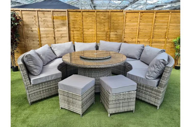 Deluxe Barcelona 10 Seater Lounge Set with Lazy Susan