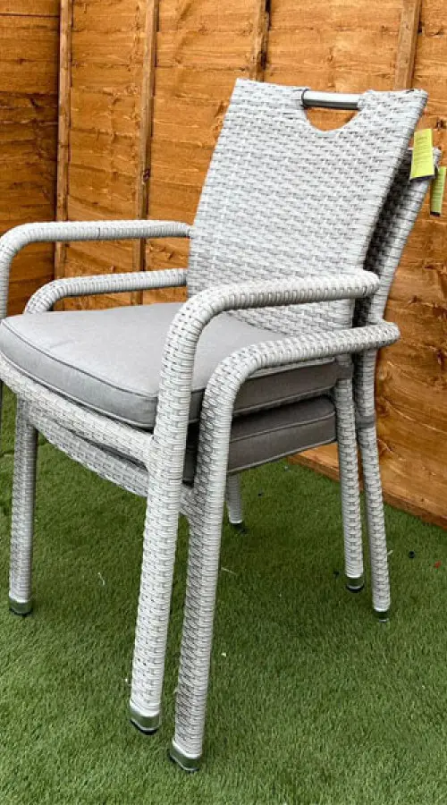 #AskGCS for Sharnford Stacking 6 Seater Round Rattan Dining Set in Latte 