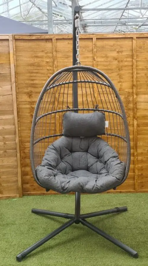 Customer Reviews for Rattan-effect Hanging & Foldable Garden Egg Cocoon Chair (Grey)