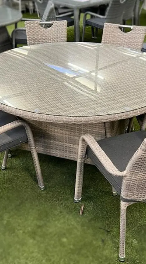 Customer Reviews for Sharnford Stacking 6 Seater Round Rattan  Dining Set in Cappuccino Brown