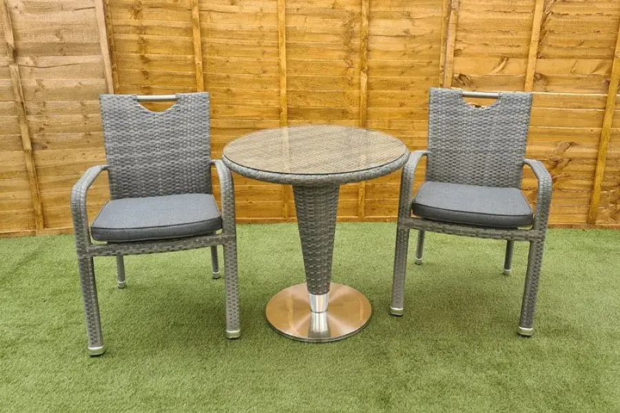 Customer Reviews for Sharnford Stacking Rattan Bistro Set in Grey