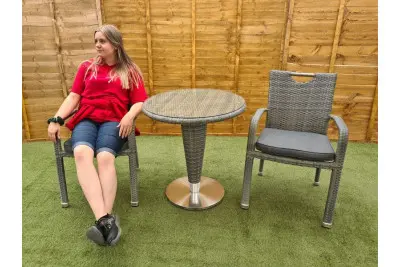 Sharnford Stacking Rattan Bistro Set in Grey