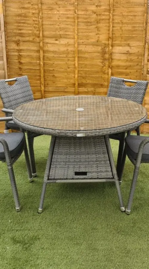 Customer Reviews for Sharnford Stacking 4 Seater Rattan Dining Set in Grey