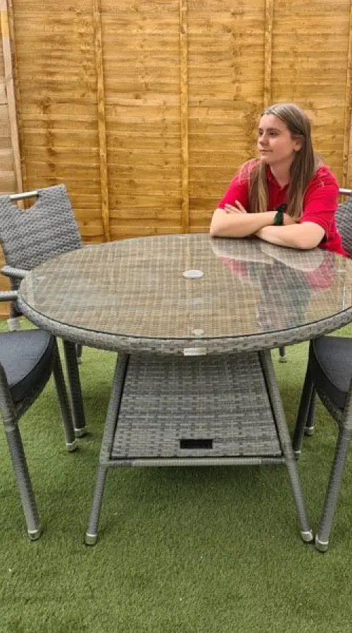 #AskGCS for Sharnford Stacking 4 Seater Rattan Dining Set in Grey