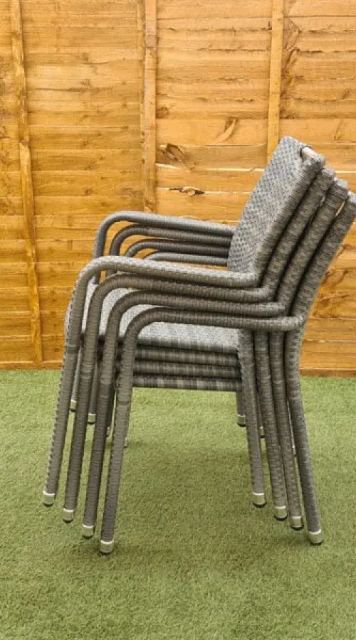 #AskGCS for Sharnford Stacking 6 Seater Round Rattan Dining Set in Grey