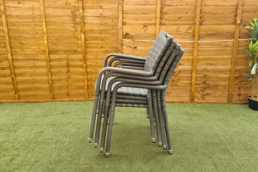 #AskGCS for Sharnford Stacking 6 Seater Round Rattan Dining Set in Grey